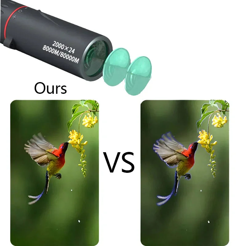 2000x24 Monocular Telescope Mini Portable HD Low Light Binocular Waterproof Outdoor Camping Climbing Birdwatching Telescopes