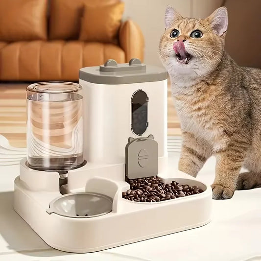 Cat And Pet Automatic Water And Food Dispenser 10 Days Usage Intuitive Quantity Pet Automatic Rice Bowl For Short-term Outings