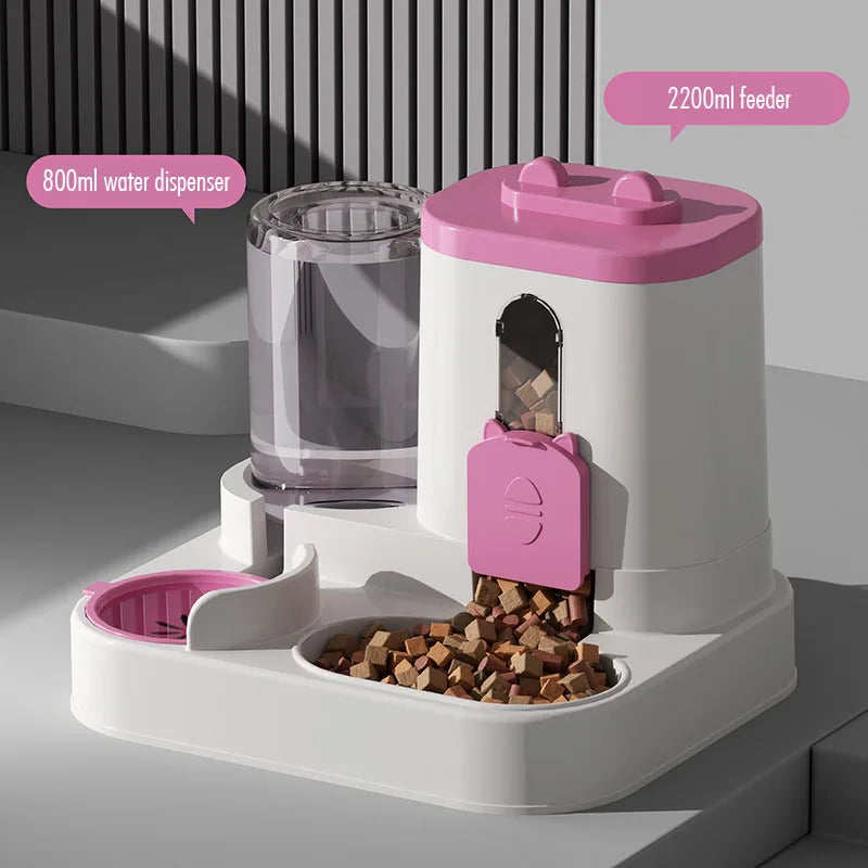 Cat And Pet Automatic Water And Food Dispenser 10 Days Usage Intuitive Quantity Pet Automatic Rice Bowl For Short-term Outings