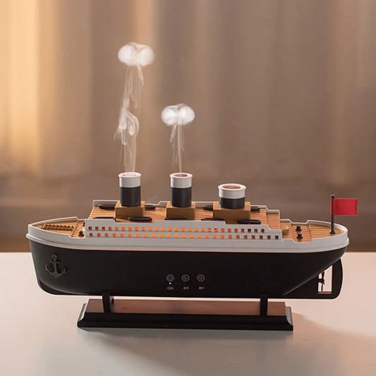 Titanic Ship Model Aromatherapy Essential Oil Diffuser with LED Color Lamp Night Light Home Ultrasonic Cool Mist Air Humidifier