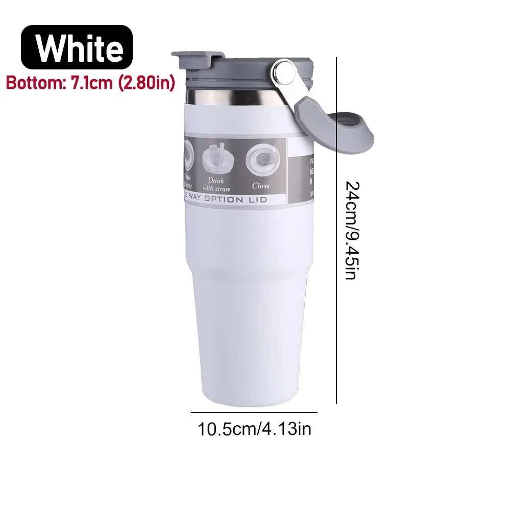 30oz Vacuum Insulated Cup with Handle Double-Layer Insulated Cup Stainless Steel Sports Water Bottle for Cold Hot Beverages