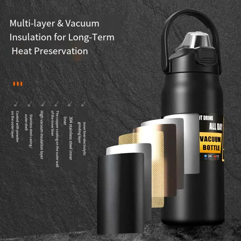 Portable thermal insulation pot portable large capacity outdoor sports kettle 304 stainless steel double drinking hiking pot