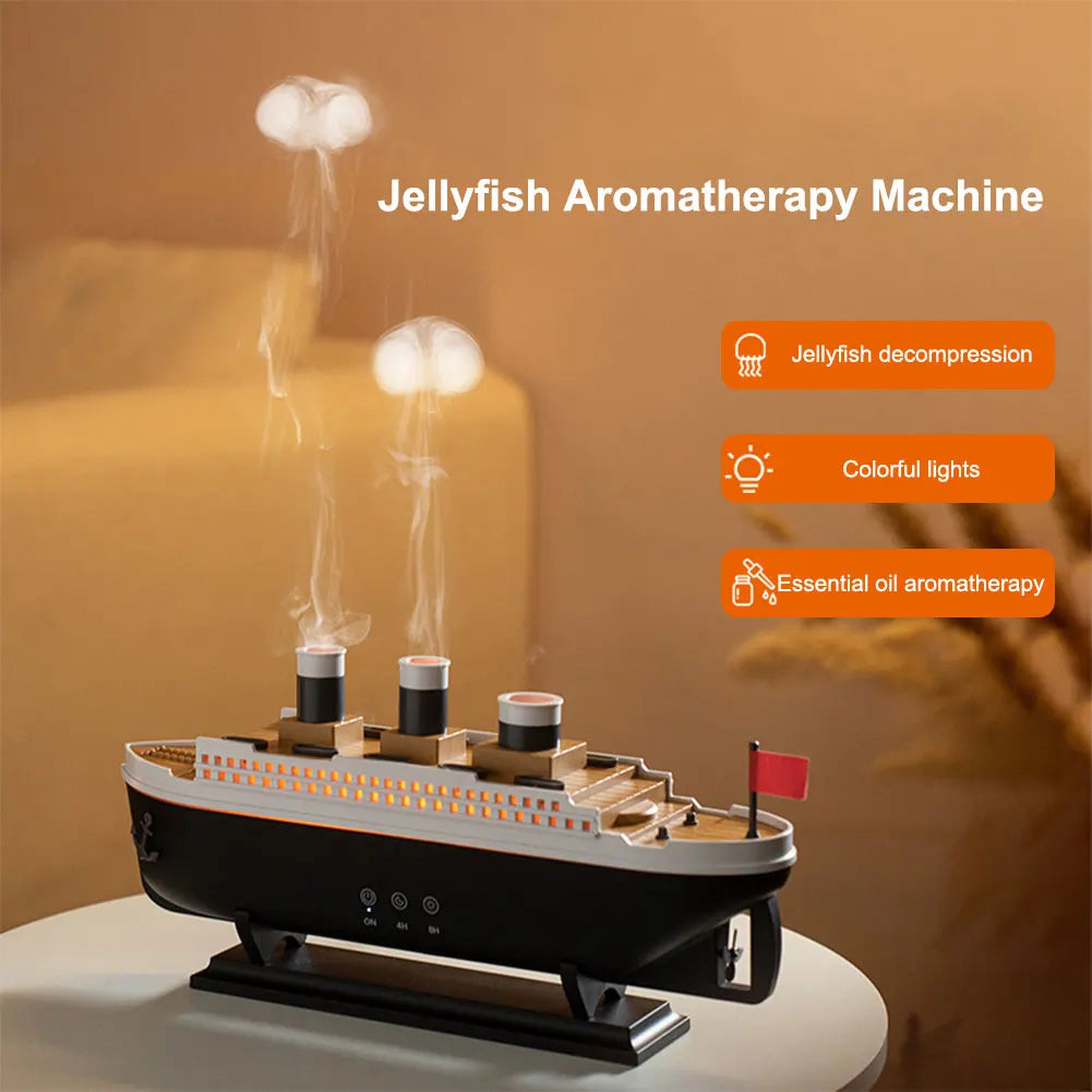 Titanic Ship Model Aromatherapy Essential Oil Diffuser with LED Color Lamp Night Light Home Ultrasonic Cool Mist Air Humidifier